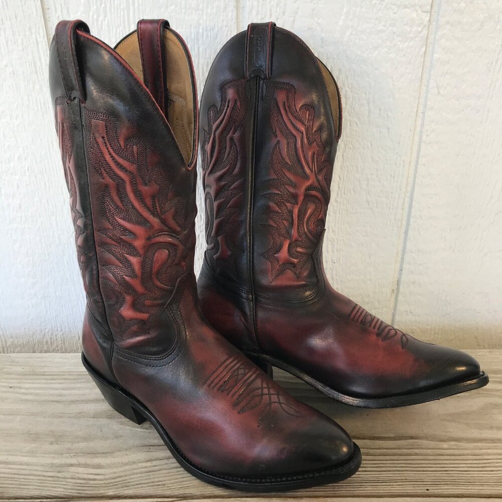 Boulet Dress Mens Black Cherry Cowboy Western Boots 8.5 3E 7027 CAN